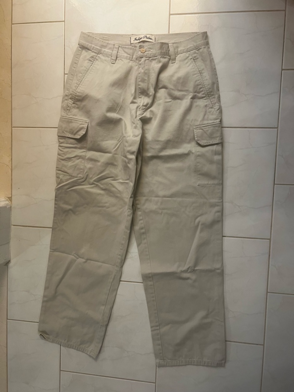 Vintage Indigo Palms Men's Light Beige Cargo Pants